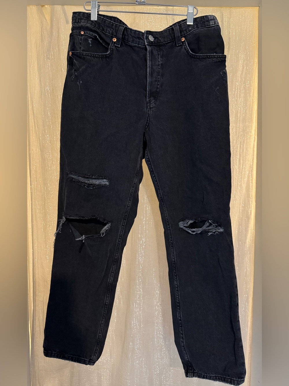 & Denim Black Button Fly Jeans